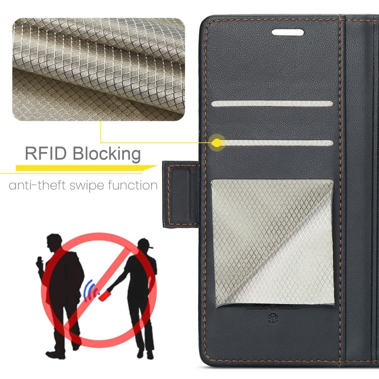 For Xiaomi Redmi 12 4G／12 5G／Note 12R／POCO M6 Pro 5G CaseMe 023 Butterfly Buckle Litchi Texture RFID Anti-theft Leather Phone Case(Black) - Xiaomi Cases by CaseMe | Online Shopping UK | buy2fix