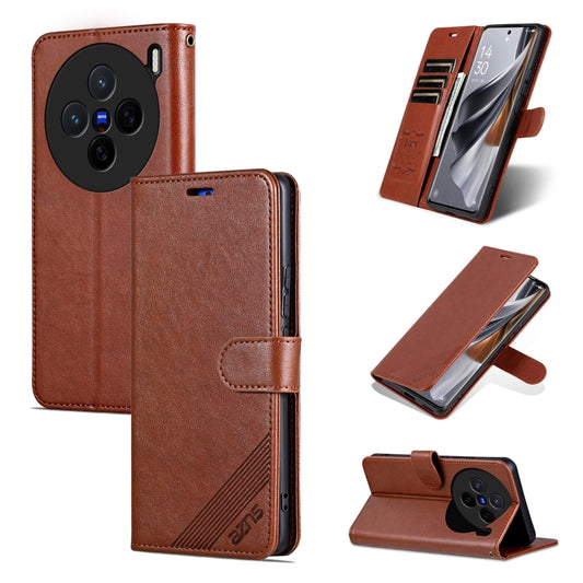 For vivo X200 AZNS Sheepskin Texture Flip Leather Phone Case(Brown) - X200 Cases by AZNS | Online Shopping UK | buy2fix