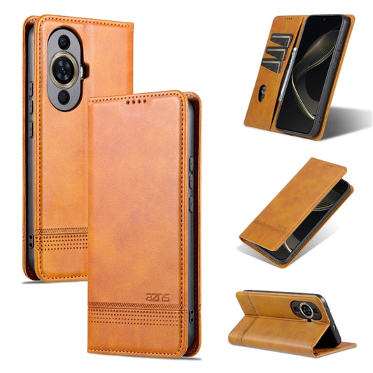 For Huawei Nova 11 Pro AZNS Magnetic Calf Texture Flip Leather Phone Case(Light Brown) - Huawei Cases by AZNS | Online Shopping UK | buy2fix