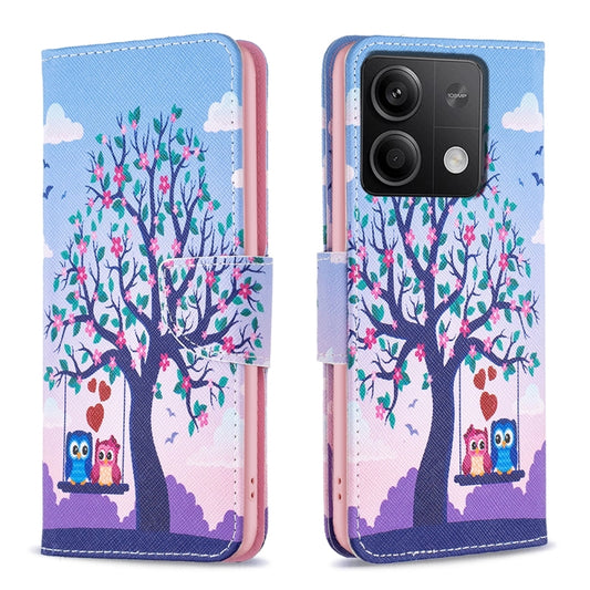 For Xiaomi Redmi Note 13 4G Global Colored Drawing Pattern Leather Phone Case(Owl) - Note 13 Cases by buy2fix | Online Shopping UK | buy2fix