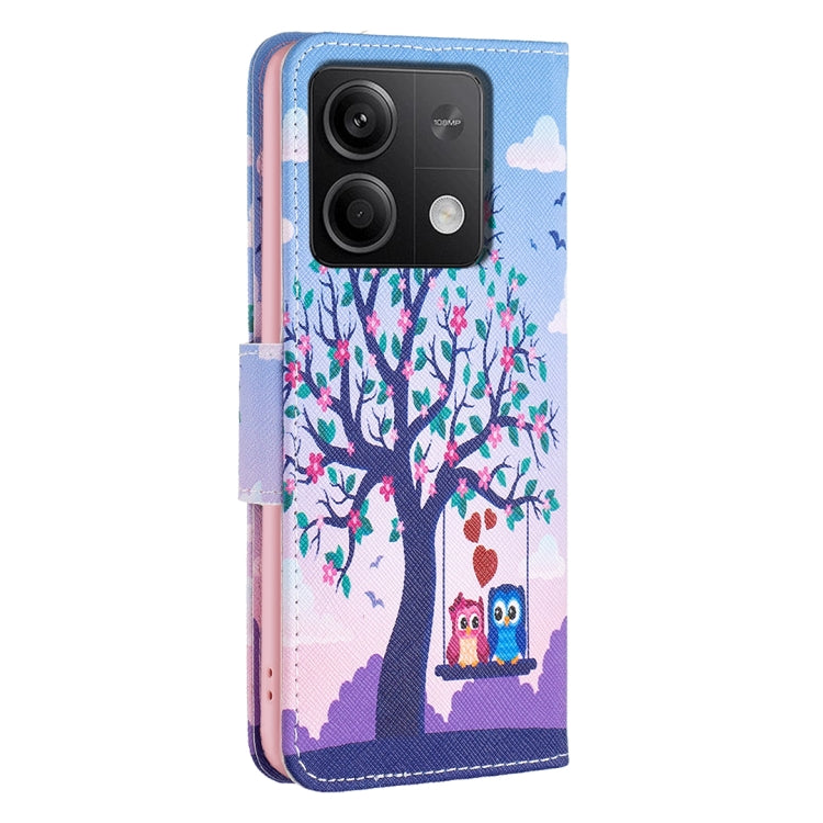 For Xiaomi Redmi Note 13 4G Global Colored Drawing Pattern Leather Phone Case(Owl) - Note 13 Cases by buy2fix | Online Shopping UK | buy2fix