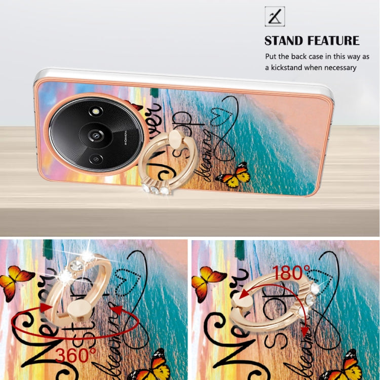 For Xiaomi Redmi A3 Electroplating IMD TPU Phone Case with Ring(Dream Butterfly) - Xiaomi Cases by buy2fix | Online Shopping UK | buy2fix