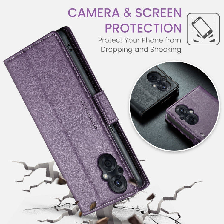 For OPPO Reno8 Lite Global CaseMe 023 Butterfly Buckle Litchi Texture RFID Anti-theft Leather Phone Case(Pearly Purple) - OPPO Cases by CaseMe | Online Shopping UK | buy2fix