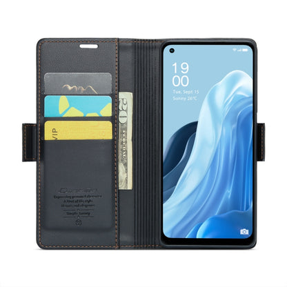 For OPPO Reno7 4G Indonesia/F21 Pro 4G/Reno8 4G CaseMe 023 Butterfly Buckle Litchi Texture RFID Anti-theft Leather Phone Case(Black) - OPPO Cases by CaseMe | Online Shopping UK | buy2fix