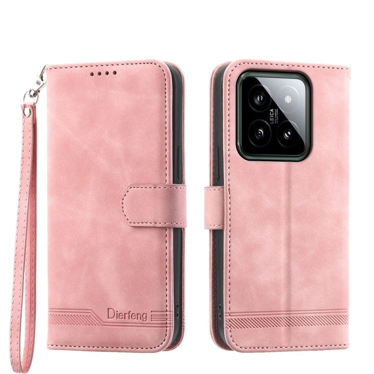 For Xiaomi 14 Dierfeng Dream Line TPU + PU Leather Phone Case(Pink) - 14 Cases by buy2fix | Online Shopping UK | buy2fix
