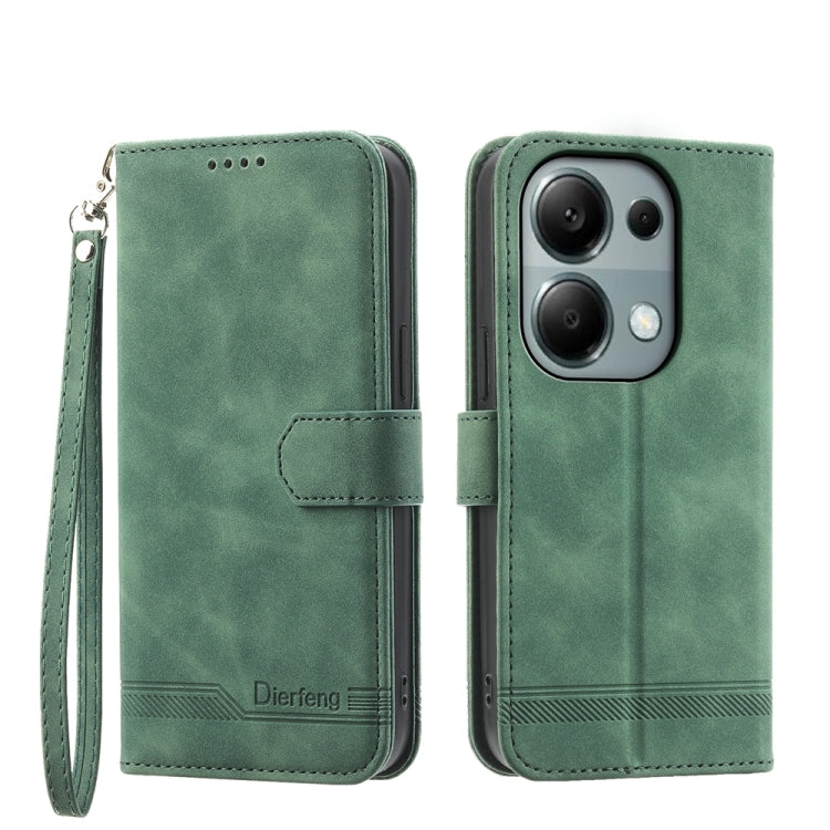 For Xiaomi Redmi Note 13 Pro 4G Dierfeng Dream Line TPU + PU Leather Phone Case(Green) - Note 13 Pro Cases by buy2fix | Online Shopping UK | buy2fix