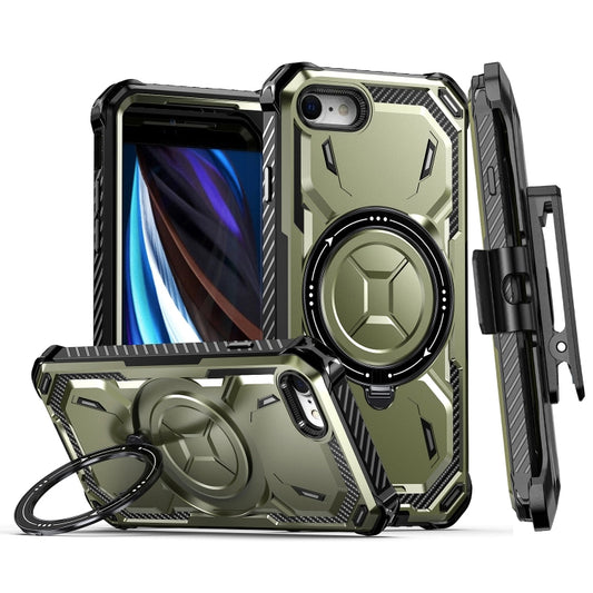 For iPhone SE 2022 / SE 2020 / 8 / 7 Armor Series Holder Phone Case with Back Clip(Army Green) - iPhone SE 2022 / 2020 / 8 / 7 Cases by buy2fix | Online Shopping UK | buy2fix