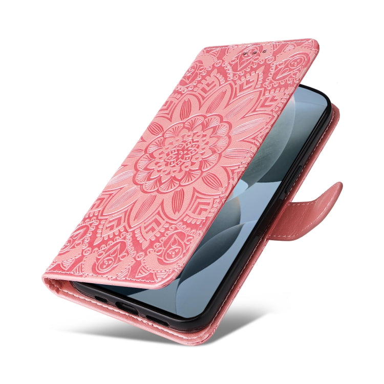 For Xiaomi Redmi K70 / K70 Pro Embossed Sunflower Leather Phone Case(Rose Gold) - K70 Pro Cases by buy2fix | Online Shopping UK | buy2fix