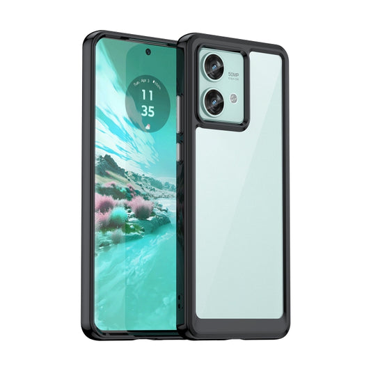 For Motorola Edge 40 Neo Colorful Series Acrylic Hybrid TPU Phone Case(Black) - Motorola Cases by buy2fix | Online Shopping UK | buy2fix