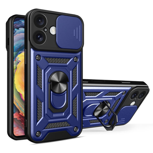 For iPhone 16 Plus Sliding Camera Cover Design TPU+PC Phone Case(Blue) - iPhone 16 Plus Cases by buy2fix | Online Shopping UK | buy2fix