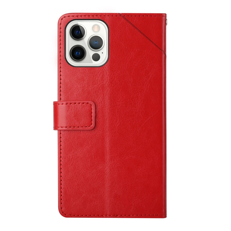 For iPhone 16 Pro Max HT01 Y-shaped Pattern Flip Leather Phone Case(Red) - iPhone 16 Pro Max Cases by buy2fix | Online Shopping UK | buy2fix