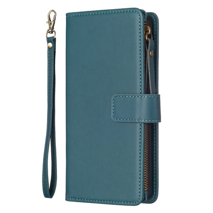 For Realme C55 9 Card Slots Zipper Wallet Leather Flip Phone Case(Green) - Realme Cases by buy2fix | Online Shopping UK | buy2fix