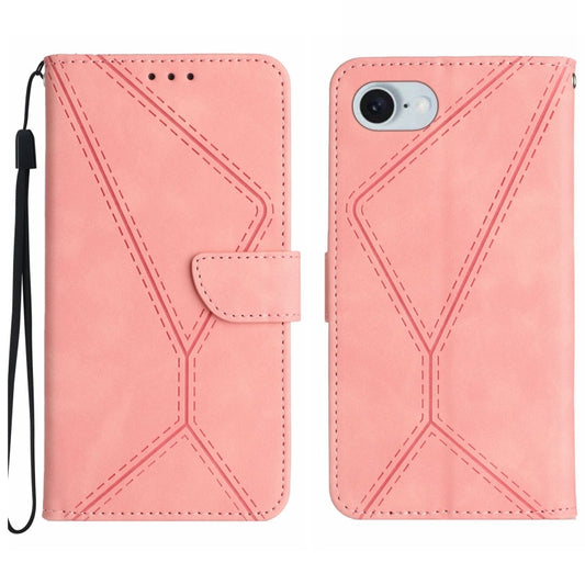 For iPhone SE 2024 Stitching Embossed Leather Phone Case(Pink) - More iPhone Cases by buy2fix | Online Shopping UK | buy2fix