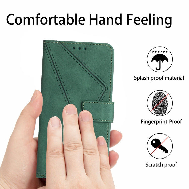 For iPhone SE 2024 Stitching Embossed Leather Phone Case(Green) - More iPhone Cases by buy2fix | Online Shopping UK | buy2fix