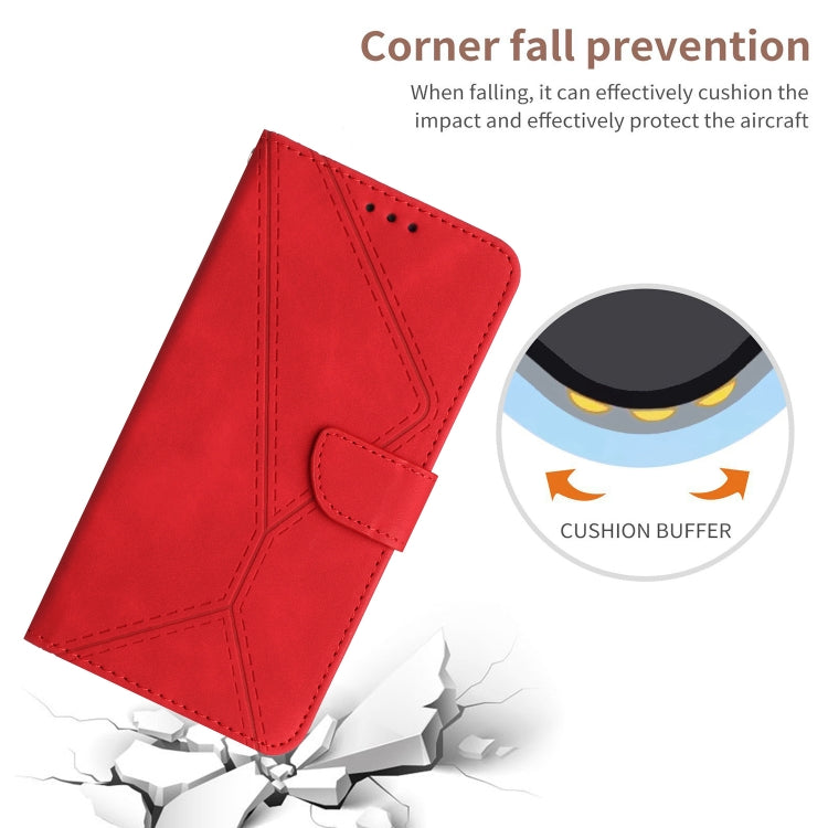 For iPhone 16 Plus Stitching Embossed Leather Phone Case(Red) - iPhone 16 Plus Cases by buy2fix | Online Shopping UK | buy2fix