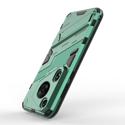 For Huawei Pura 70 Ultra Punk Armor 2 in 1 PC + TPU Phone Case with Holder(Green) - Huawei Cases by buy2fix | Online Shopping UK | buy2fix