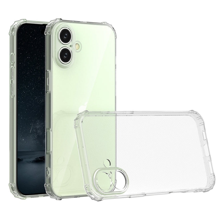 For iPhone 16 Four-Corner Shockproof Clear TPU Phone Case(Transparent) - iPhone 16 Cases by buy2fix | Online Shopping UK | buy2fix