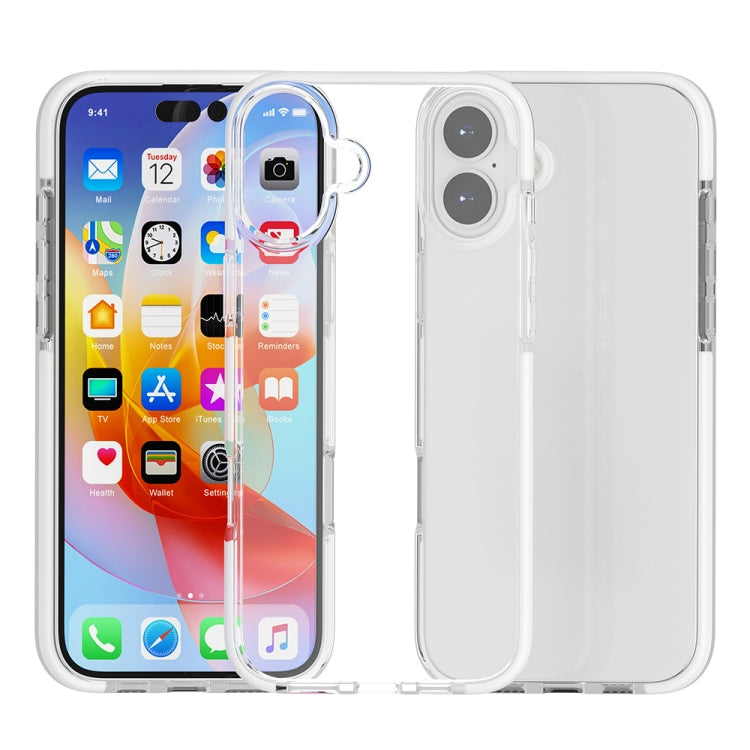 For iPhone 16 Two-color Shockproof High Transparency TPU Phone Case(White) - iPhone 16 Cases by buy2fix | Online Shopping UK | buy2fix