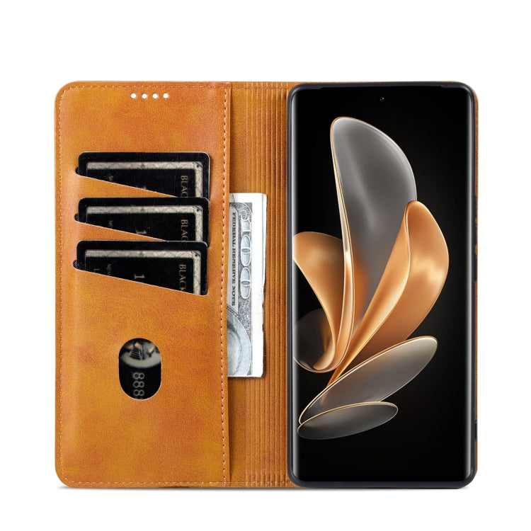 For Xiaomi 14 Ultra AZNS Magnetic Calf Texture Flip Leather Phone Case(Light Brown) - 14 Ultra Cases by AZNS | Online Shopping UK | buy2fix