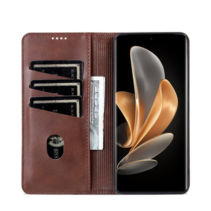 For Xiaomi 14 Ultra AZNS Magnetic Calf Texture Flip Leather Phone Case(Dark Brown) - 14 Ultra Cases by AZNS | Online Shopping UK | buy2fix