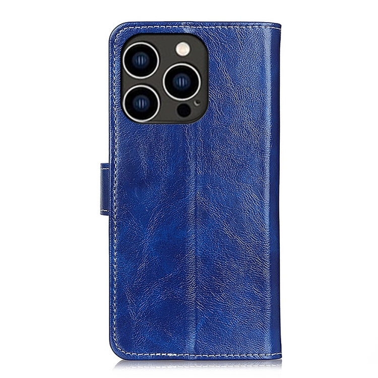 For iPhone 16 Pro Max Retro Crazy Horse Texture Horizontal Flip Leather Phone Case(Blue) - iPhone 16 Pro Max Cases by buy2fix | Online Shopping UK | buy2fix