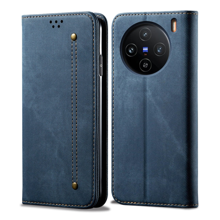 For vivo X100 Denim Texture Flip Leather Phone Case(Blue) - X100 Cases by imak | Online Shopping UK | buy2fix