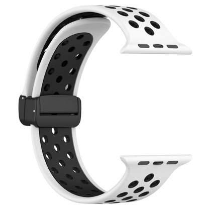 For Apple Watch SE 2022 40mm Magnetic Buckle Silicone Watch Band(White Black) - Watch Bands by buy2fix | Online Shopping UK | buy2fix