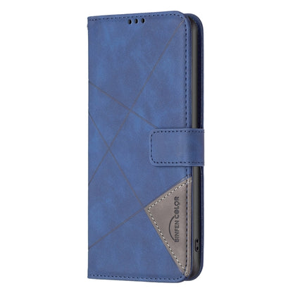 For Motorola Moto G Play 2024 Magnetic Buckle Rhombus Texture Leather Phone Case(Blue) - Motorola Cases by buy2fix | Online Shopping UK | buy2fix