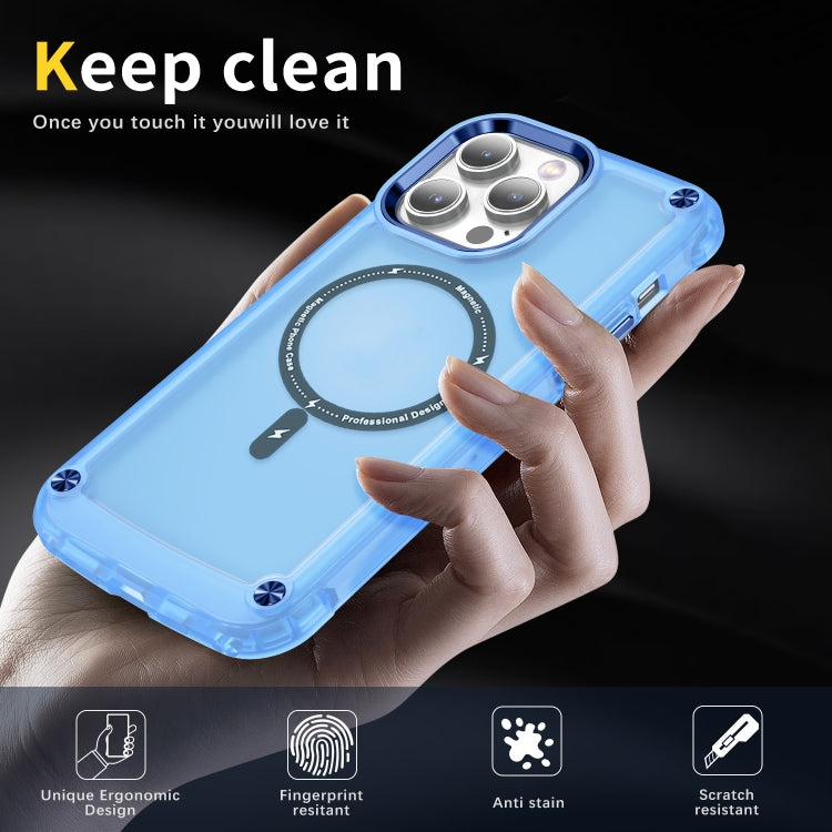 For iPhone 15 Plus Skin Feel TPU + PC MagSafe Magnetic Phone Case(Transparent Blue) - iPhone 15 Plus Cases by buy2fix | Online Shopping UK | buy2fix