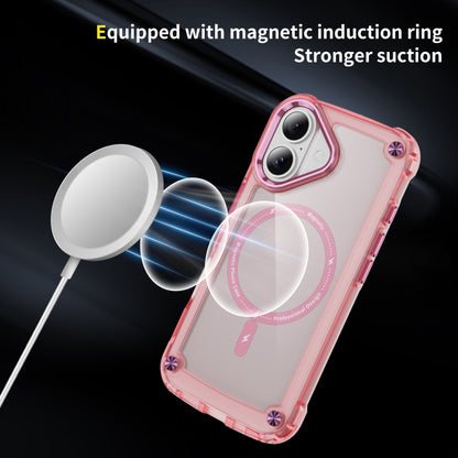 For iPhone 16 Skin Feel TPU + PC MagSafe Magnetic Phone Case(Transparent Pink) - iPhone 16 Cases by buy2fix | Online Shopping UK | buy2fix