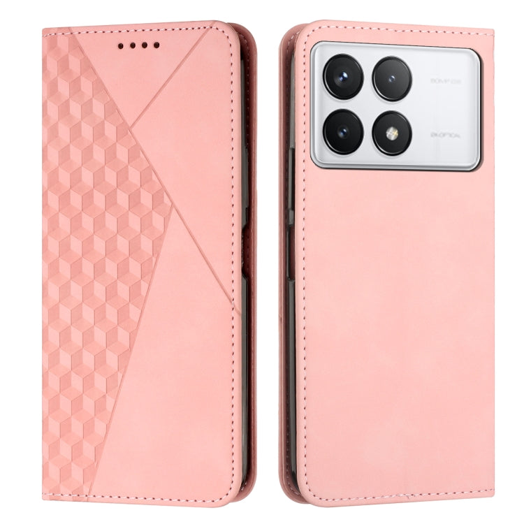 For Xiaomi Redmi K70 / K70 Pro Diamond Splicing Skin Feel Magnetic Leather Phone Case(Rose Gold) - K70 Pro Cases by buy2fix | Online Shopping UK | buy2fix