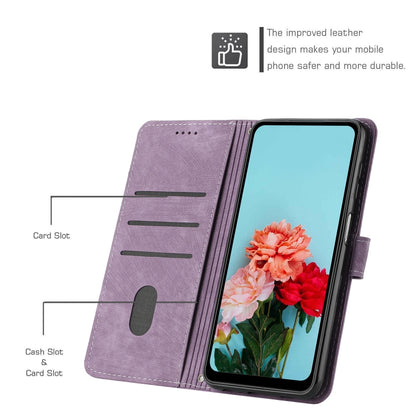 For Infinix Note 40 4G Skin Feel Stripe Pattern Leather Phone Case with Lanyard(Purple) - Infinix Cases by buy2fix | Online Shopping UK | buy2fix