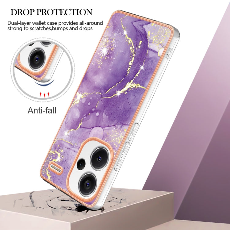 For Xiaomi Redmi Note 13 Pro+ 5G Electroplating Marble Dual-side IMD Phone Case(Purple 002) - Note 13 Pro+ Cases by buy2fix | Online Shopping UK | buy2fix