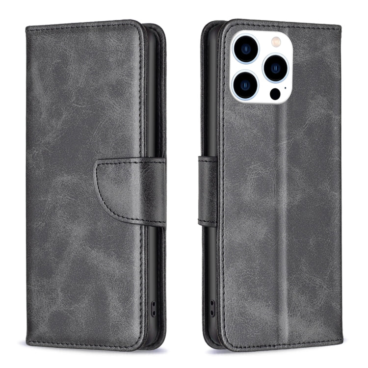 For iPhone 16 Pro Max Lambskin Texture Pure Color Flip Leather Phone Case(Black) - iPhone 16 Pro Max Cases by buy2fix | Online Shopping UK | buy2fix