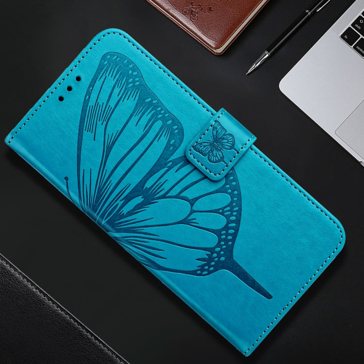 For iPhone SE 2024 Embossed Butterfly Leather Phone Case(Blue) - More iPhone Cases by buy2fix | Online Shopping UK | buy2fix