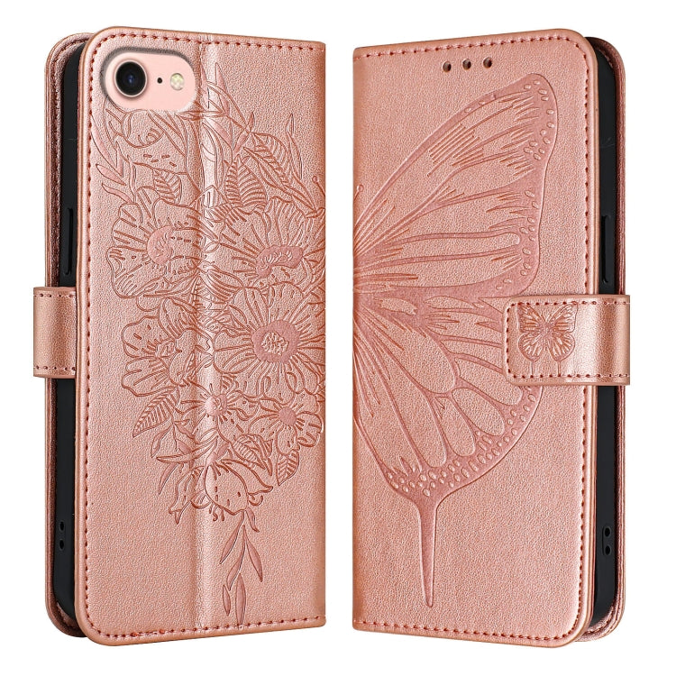 For iPhone SE 2024 Embossed Butterfly Leather Phone Case(Rose Gold) - More iPhone Cases by buy2fix | Online Shopping UK | buy2fix