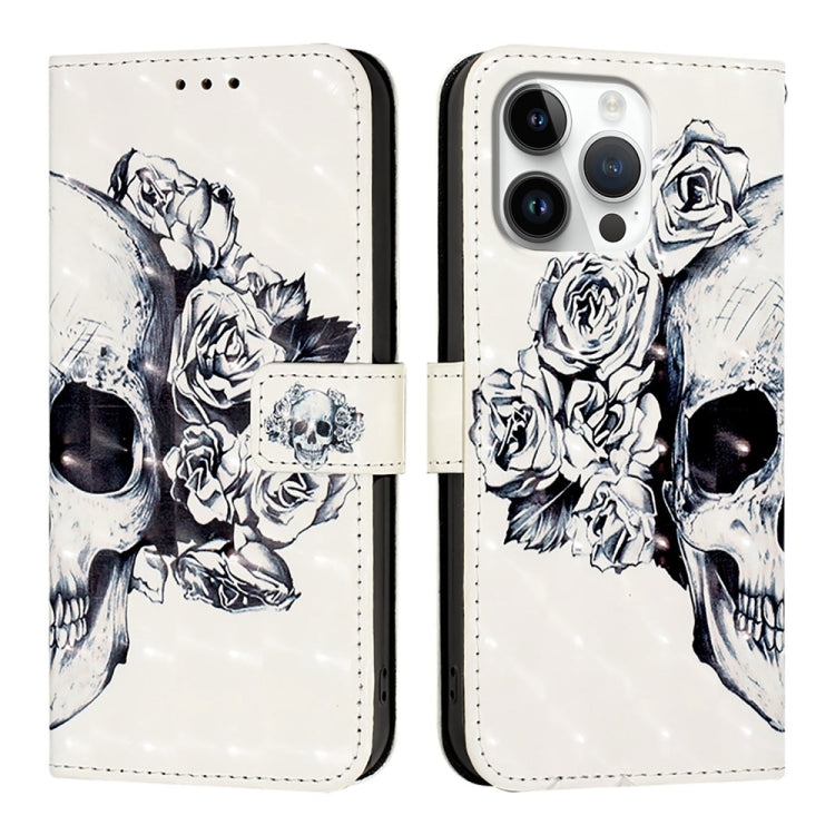 For iPhone 16 Pro Max 3D Painting Horizontal Flip Leather Phone Case(Skull) - iPhone 16 Pro Max Cases by buy2fix | Online Shopping UK | buy2fix