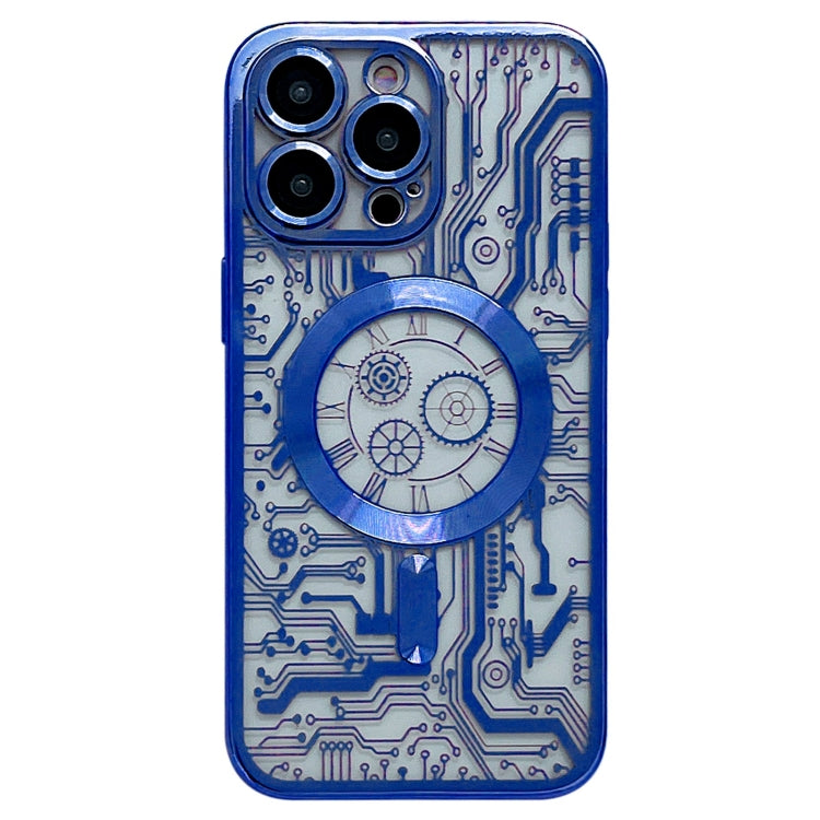 For iPhone 13 Pro Max Electroplated Circuit Board Pattern MagSafe Phone Case(Dark Blue) - iPhone 13 Pro Max Cases by buy2fix | Online Shopping UK | buy2fix