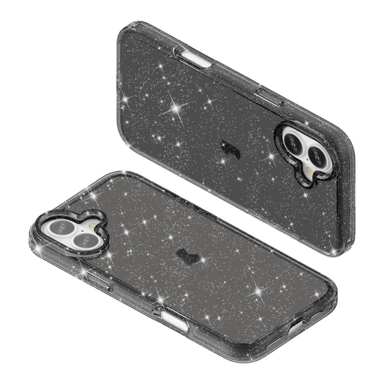 For iPhone 16 Plus Shockproof Terminator Glitter Powder Phone Case(Black) - iPhone 16 Plus Cases by buy2fix | Online Shopping UK | buy2fix