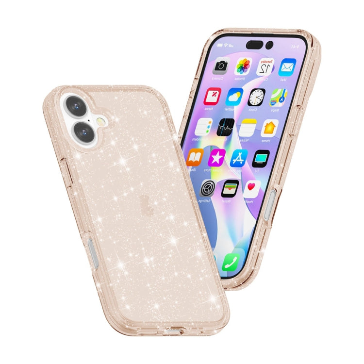 For iPhone 16 Shockproof Terminator Glitter Powder Phone Case(Gold) - iPhone 16 Cases by buy2fix | Online Shopping UK | buy2fix