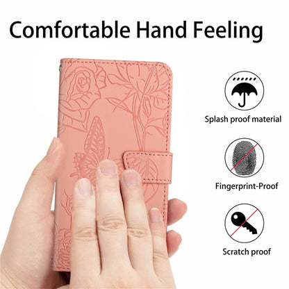 For OnePlus 12 5G Global Skin Feel Butterfly Peony Embossed Leather Phone Case(Pink) - OnePlus Cases by buy2fix | Online Shopping UK | buy2fix