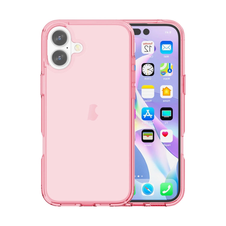 For iPhone 16 Shockproof Terminator Transparent Phone Case(Pink) - iPhone 16 Cases by buy2fix | Online Shopping UK | buy2fix