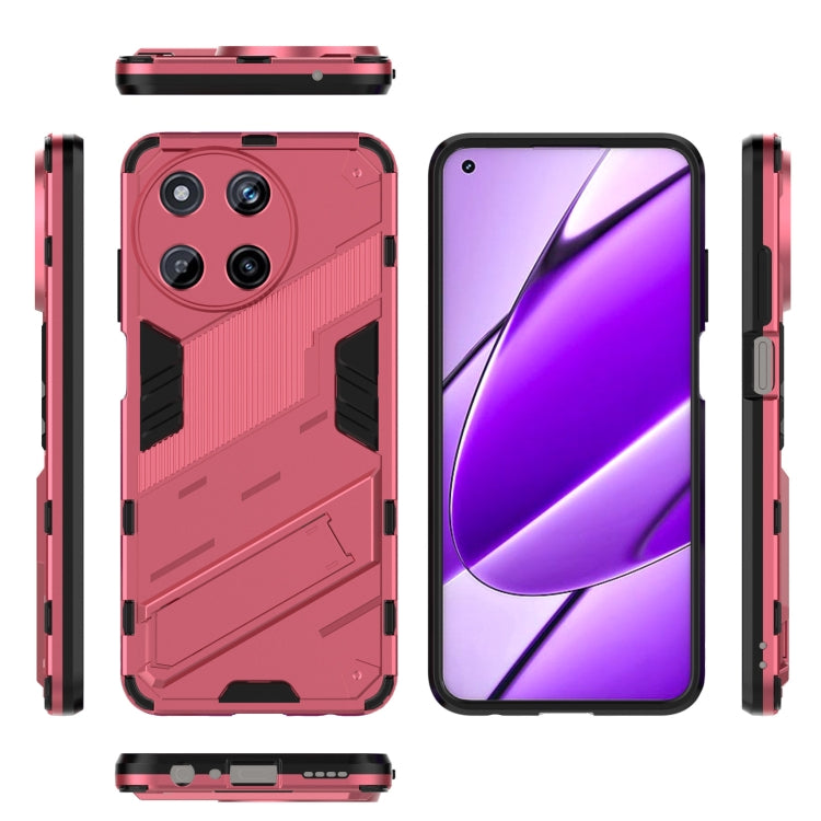 For Realme 11 4G Global Punk Armor 2 in 1 PC + TPU Phone Case with Holder(Light Red) - Realme Cases by buy2fix | Online Shopping UK | buy2fix