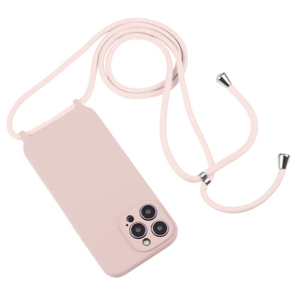 For iPhone 16 Pro Max Crossbody Lanyard Liquid Silicone Case(Sand Pink) - iPhone 16 Pro Max Cases by buy2fix | Online Shopping UK | buy2fix