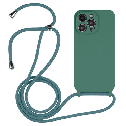 For iPhone 16 Pro Max Crossbody Lanyard Liquid Silicone Case(Emerald Green) - iPhone 16 Pro Max Cases by buy2fix | Online Shopping UK | buy2fix