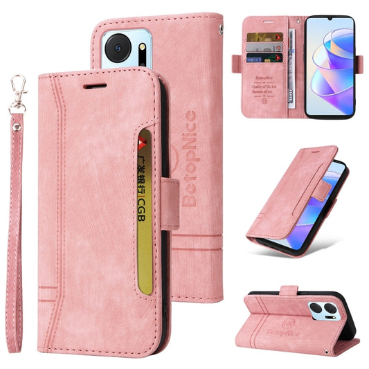 For Honor X7a / Play7T BETOPNICE Dual-side Buckle Leather Phone Case(Pink) - Honor Cases by BETOPNICE | Online Shopping UK | buy2fix