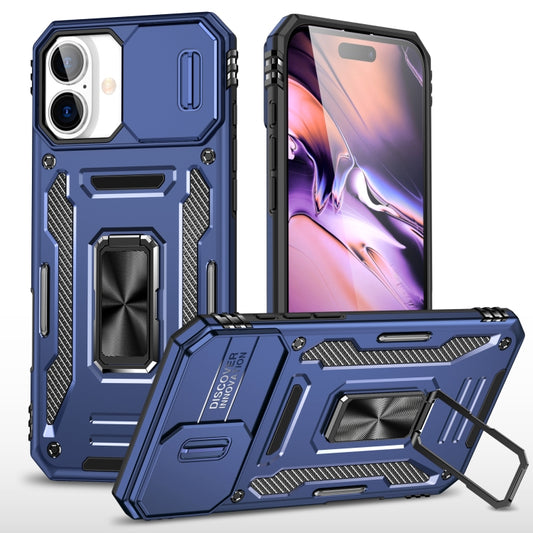 For iPhone 16 Plus Armor PC + TPU Camera Shield Phone Case(Navy Blue) - iPhone 16 Plus Cases by buy2fix | Online Shopping UK | buy2fix