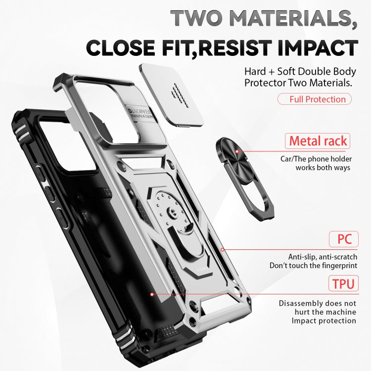For Xiaomi 13 Sliding Camshield Holder Phone Case(Silver) - 13 Cases by buy2fix | Online Shopping UK | buy2fix