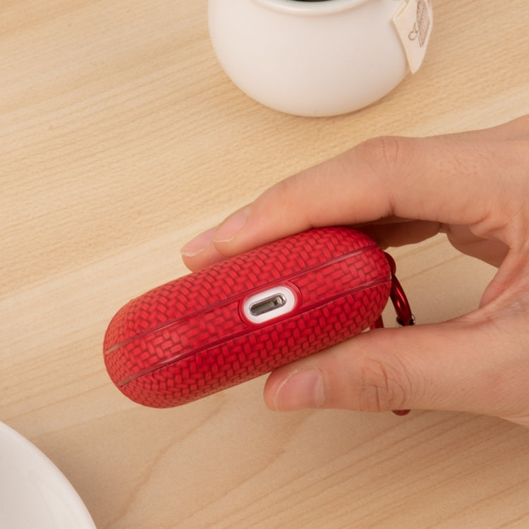 For AirPods 3 Woven Skin Texture PC TWS Earphone Protective Case(Red) - For AirPods 3 by buy2fix | Online Shopping UK | buy2fix