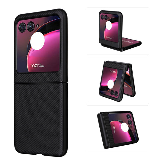 For Motorola Moto Razr 40 Ultra PU Leather PC Phone Case(Black) - Motorola Cases by buy2fix | Online Shopping UK | buy2fix